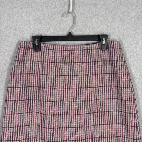 Boden Wool Tweed Skirt 10L Pink Purple Houndstooth British Academia Clueless - Picture 2 of 12